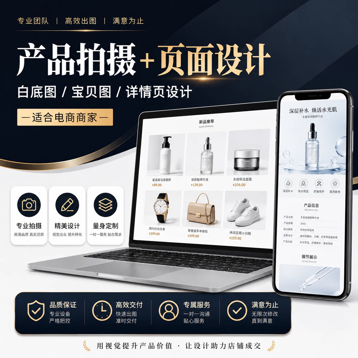 详情页设计淘宝天猫美工包月店铺首页装修主图视频制作平面设计