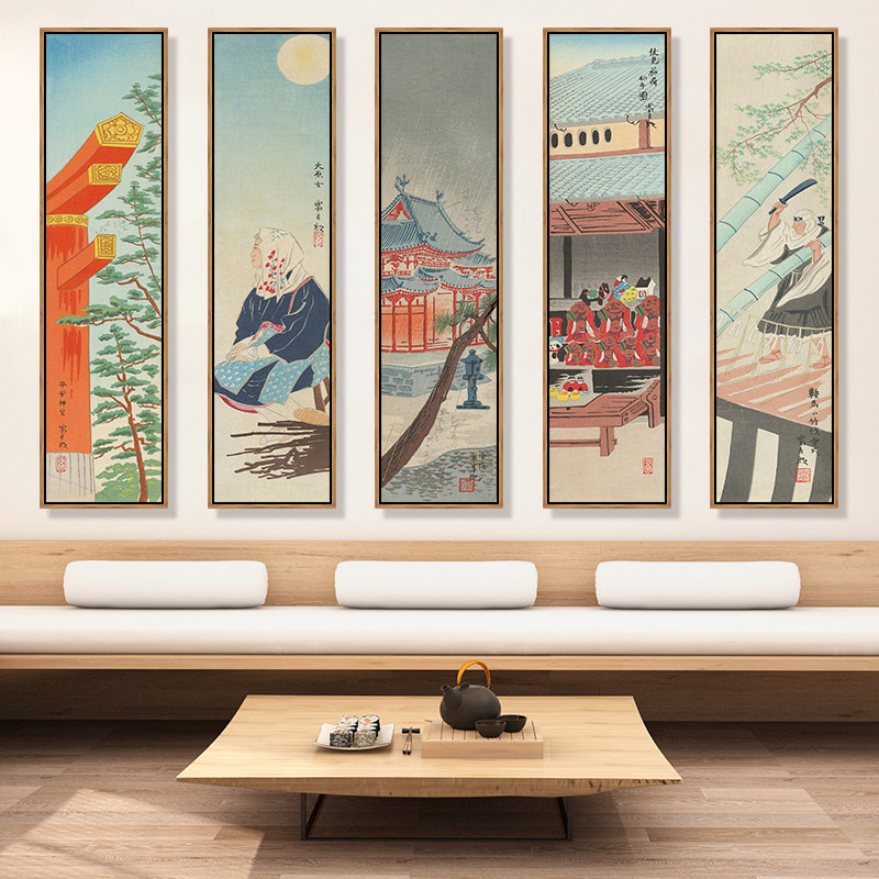 京洛十二趣日本风景装饰画日式风格日料店居酒屋和风浮世绘挂画竖