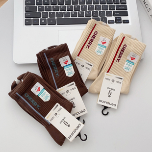 买四送一Penguin Mill企鹅米尔秋冬纯棉女袜高筒舒服保暖长筒棉袜