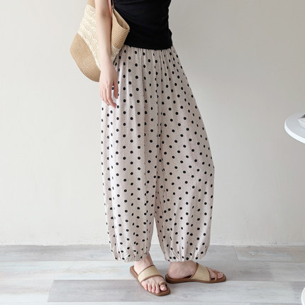 【双口袋花苞灯笼裤】夏季休闲宽松山东人造棉绸阔腿裤纯色遛弯裤
