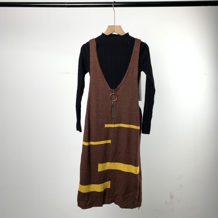 吊带背心连衣裙女装韩版春秋中长款毛针织背带打底裙上衣两件套