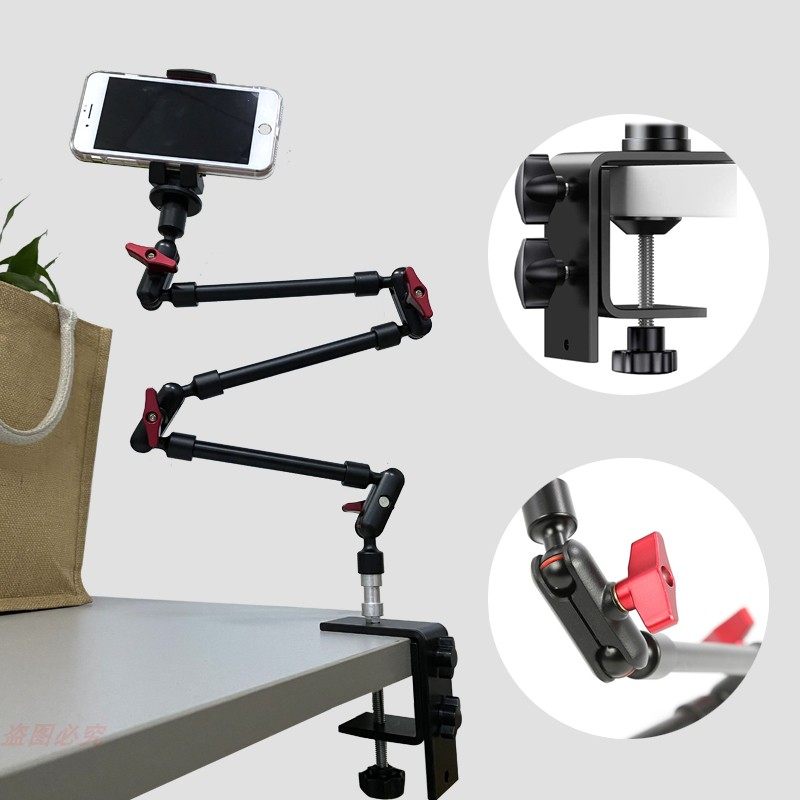手机相机直播支架万向魔术怪手多功能桌面麦克风投影仪补光灯悬臂
