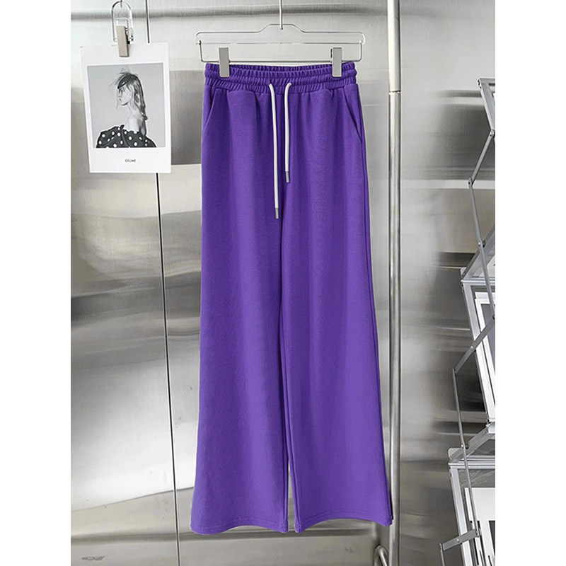 紫色休闲运动卫裤女2025新款高个子加长高腰显瘦阔腿裤子宽松长裤,女装/女士精品,卫裤,淘宝优惠券,粉丝福利购,淘宝优惠卷