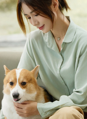 女士纯棉衬衫2025春季新款圆领设计感棉麻长袖亚麻大码休闲上衣潮