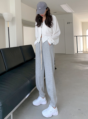 休闲时尚直筒束脚设计感卫裤潮2024春秋新款宽松显瘦垂感运动裤女