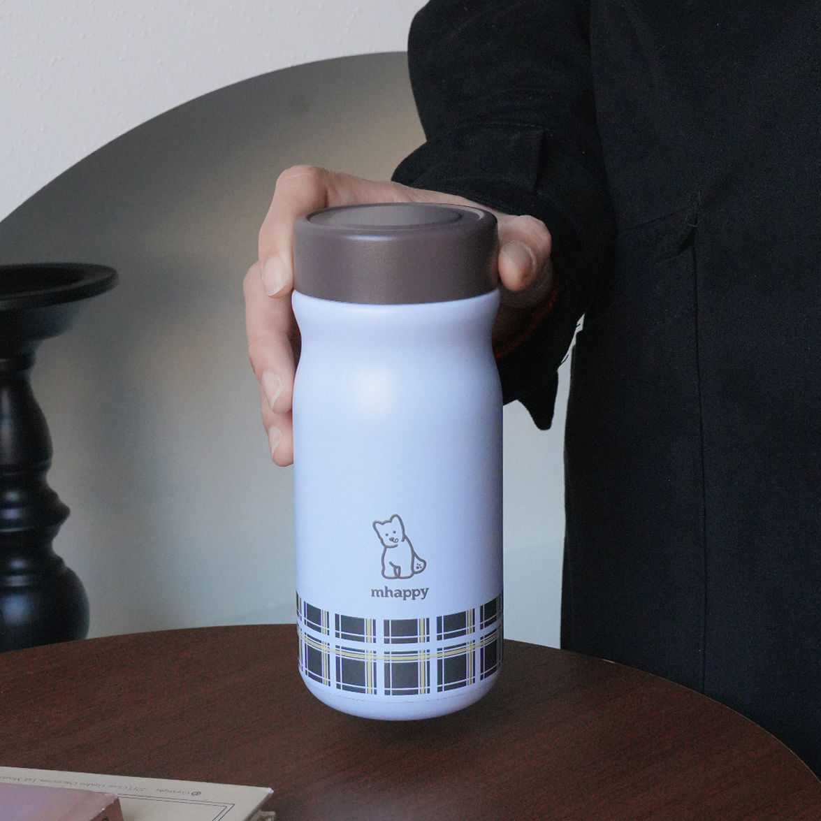 MhappyManner 原创柔雾紫格316不锈钢保温杯水杯可携式可爱水壶,餐饮具,保冷/保温杯,淘宝优惠券,粉丝福利购,淘宝优惠卷