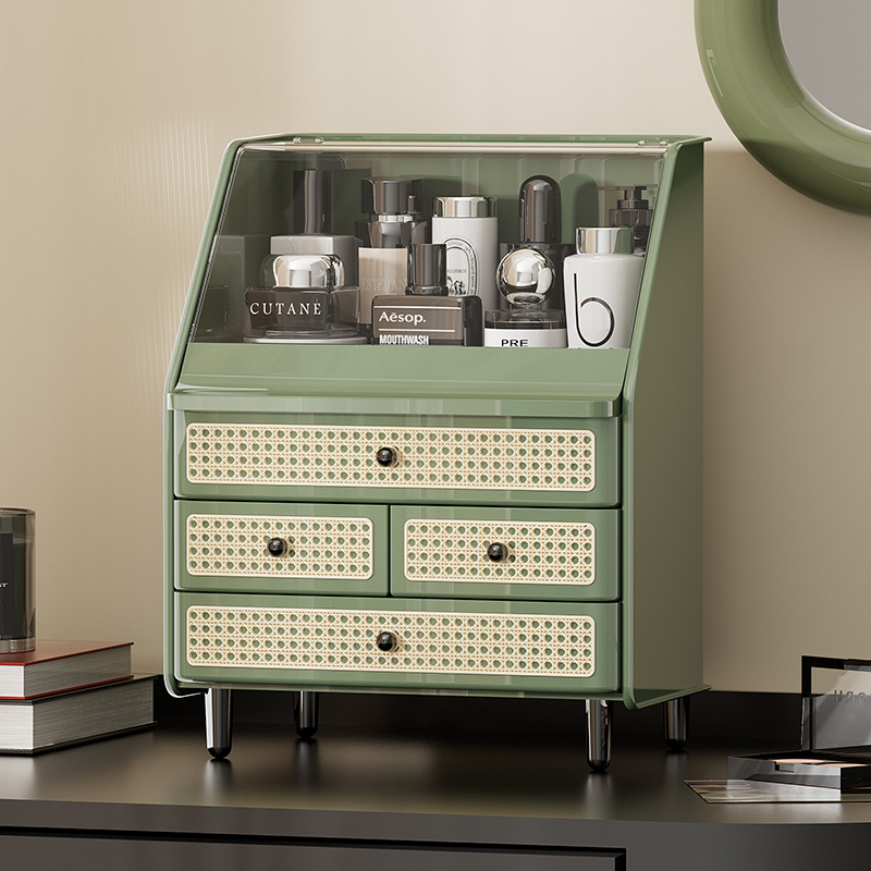 收纳盒化妆品2025新款桌面高级感梳妆台护肤品防尘化妆箱柜置物架