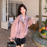 【新品】2026新款A676晕染撞色皮衣外套P175-K288，女装短外套，浙宝228