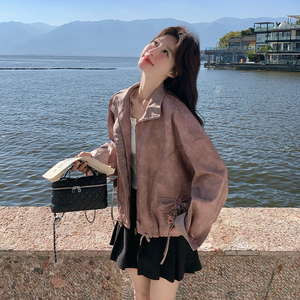 【新品】2026新款A676晕染撞色皮衣外套P175-K288，女装短外套，浙宝228