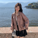 【新品】2026新款A676晕染撞色皮衣外套P175-K288，女装短外套，浙宝228