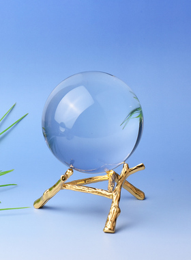 纯色水晶球金属支架配件树杈造型球底座锌合金家居装饰摆件样品房