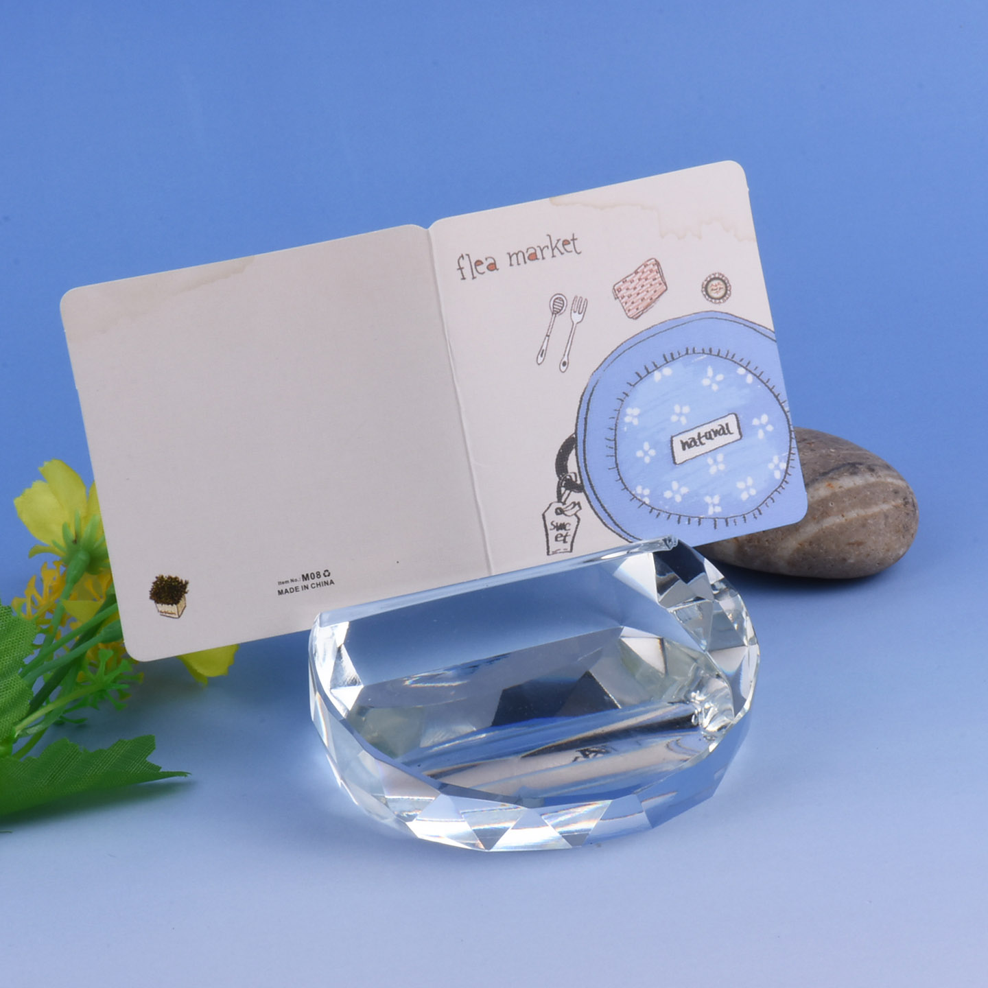 创意水晶名片座桌面摆件透明办公桌面装饰品面包球镇纸庆典礼品