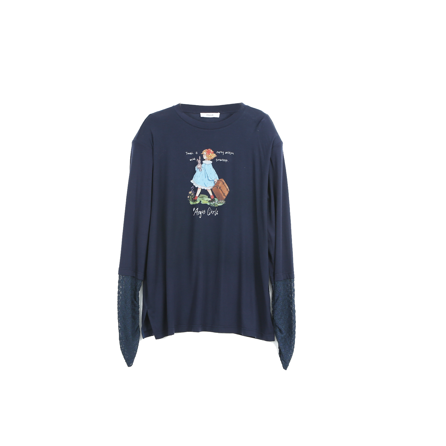 ASYUS 26PS 袖口拼接假两件印花上衣 W13