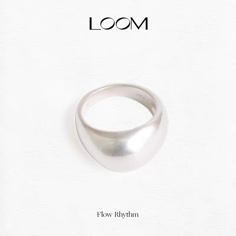 LOOM 熔岩流动造型戒指S925银不规则轻奢日常百搭叠戴宽面指环W13
