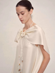 SWAYING 26SS 桑蚕丝V领云肩连身长裙春夏新品 设计师长裙女 KNIT