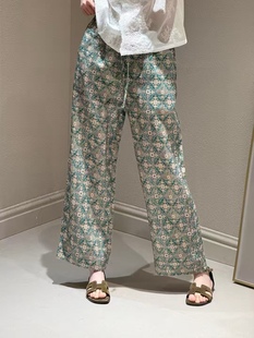 女 轻国风印花松紧腰碎花休闲九分裤 2025夏秋新款 天丝亚麻新中式