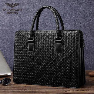 法莱阿玛尼法莱阿玛尼法莱阿尼玛纯手工编织商务公文包头层牛皮男