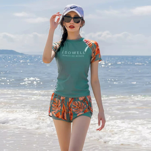 泳衣微胖女孩高级感分体式 保守游泳衣 两件套碎花遮肉显瘦2025新款