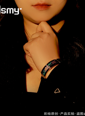 卡扣欧美风珐琅彩轻奢小众手镯