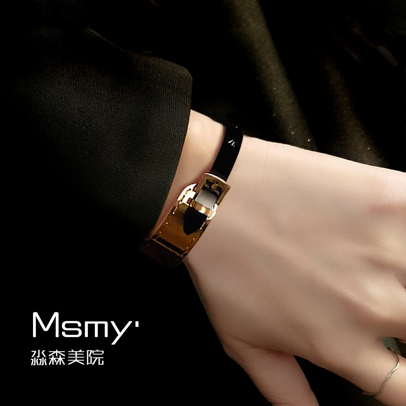MSMY黑钛钢东大门ins潮个性网红冷淡风气质玫瑰金手镯子女款热卖