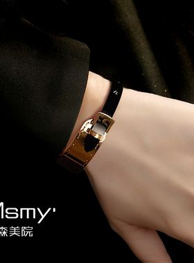 MSMY黑钛钢东大门ins潮个性网红冷淡风气质玫瑰金手镯子女款热卖