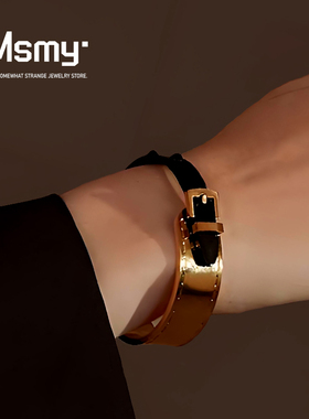 MSMY黑钛钢东大门ins潮个性网红冷淡风气质玫瑰金手镯子女款热卖