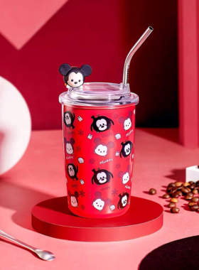迪士尼保温杯米奇吸管不锈钢礼盒高颜值冰雪创意女生咖啡杯个性杯