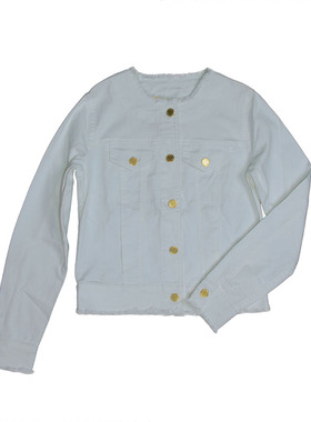 圆领白色牛仔外套女新款小个子短款上衣百搭欧美薄款夹克 外贸M家