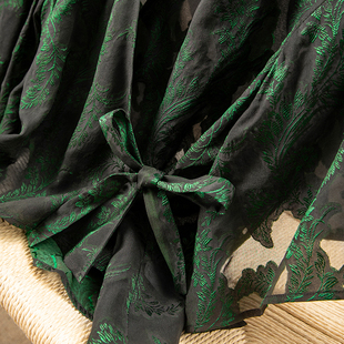 女D春天家179Z 匠心 真丝衬衫 不规则立领中式 特 法国香云纱烂花绡