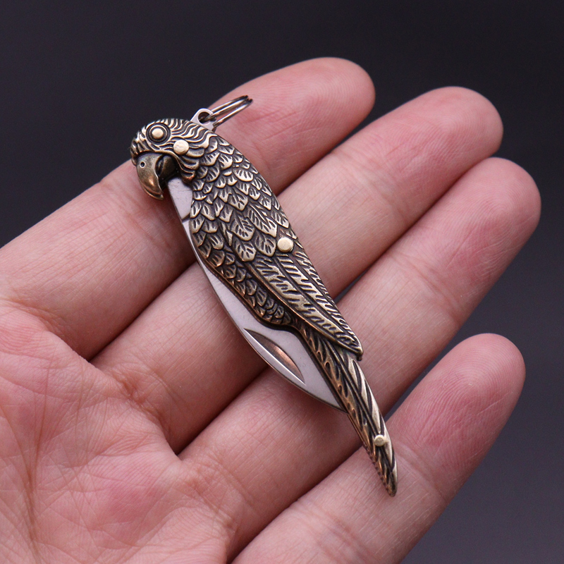 白铜鹰型钥匙扣小刀随身水果刀开快递挂饰小刀手工雄鹰迷你折叠刀