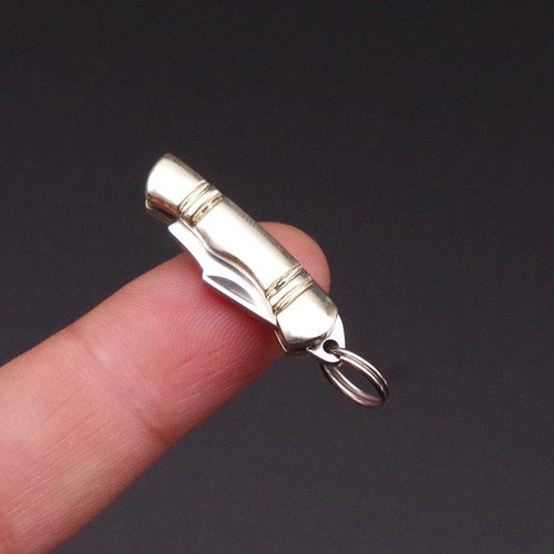 微型手工黄铜袖珍折叠刀婴儿佩戴钥匙扣迷你刀户外随身开快递小刀