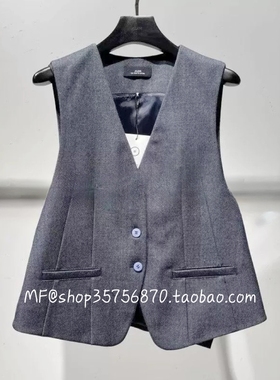 AUM奥姆~2025春专柜正品 蓝色 V领 修身 马甲背心M1FZ12814