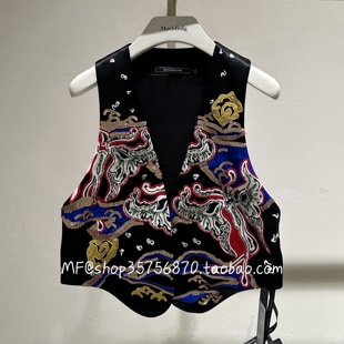 ZCY朱崇恽2025冬专柜正品 醋纤 重工刺绣马甲外套C1FZ43544 6980