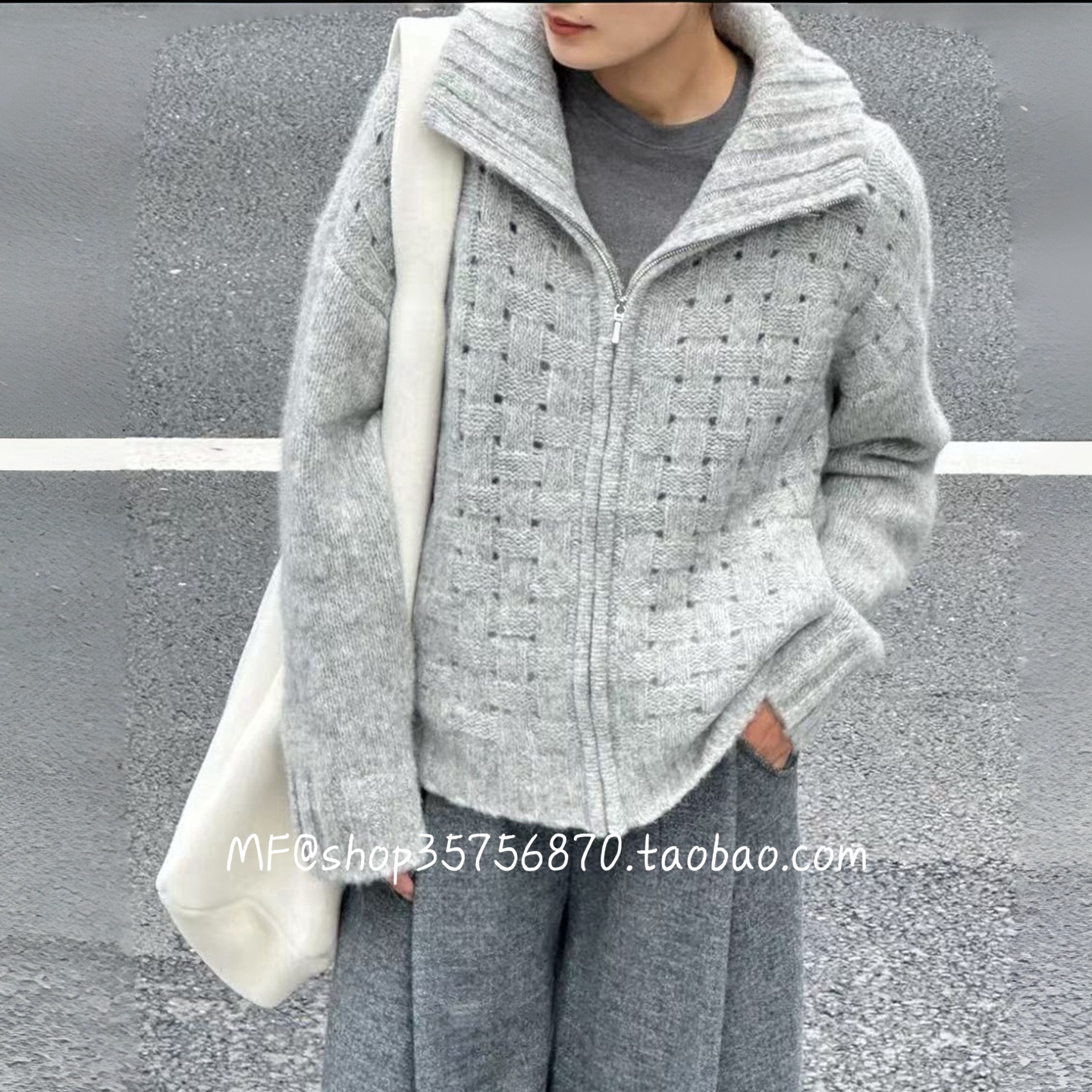 AUM奥姆羊驼毛厚针织外套