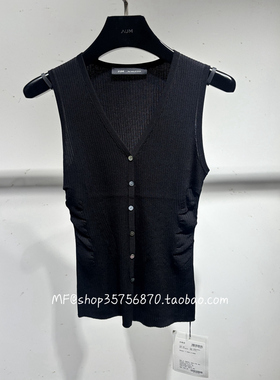AUM奥姆~2025夏专柜正品 修身 V领 抽褶 针织背心M1FZ2851M