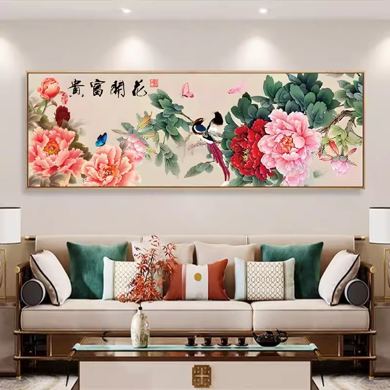 花开富贵钻石画2025新款满钻客厅牡丹花鸟卧室床头点钻十字绣全钻