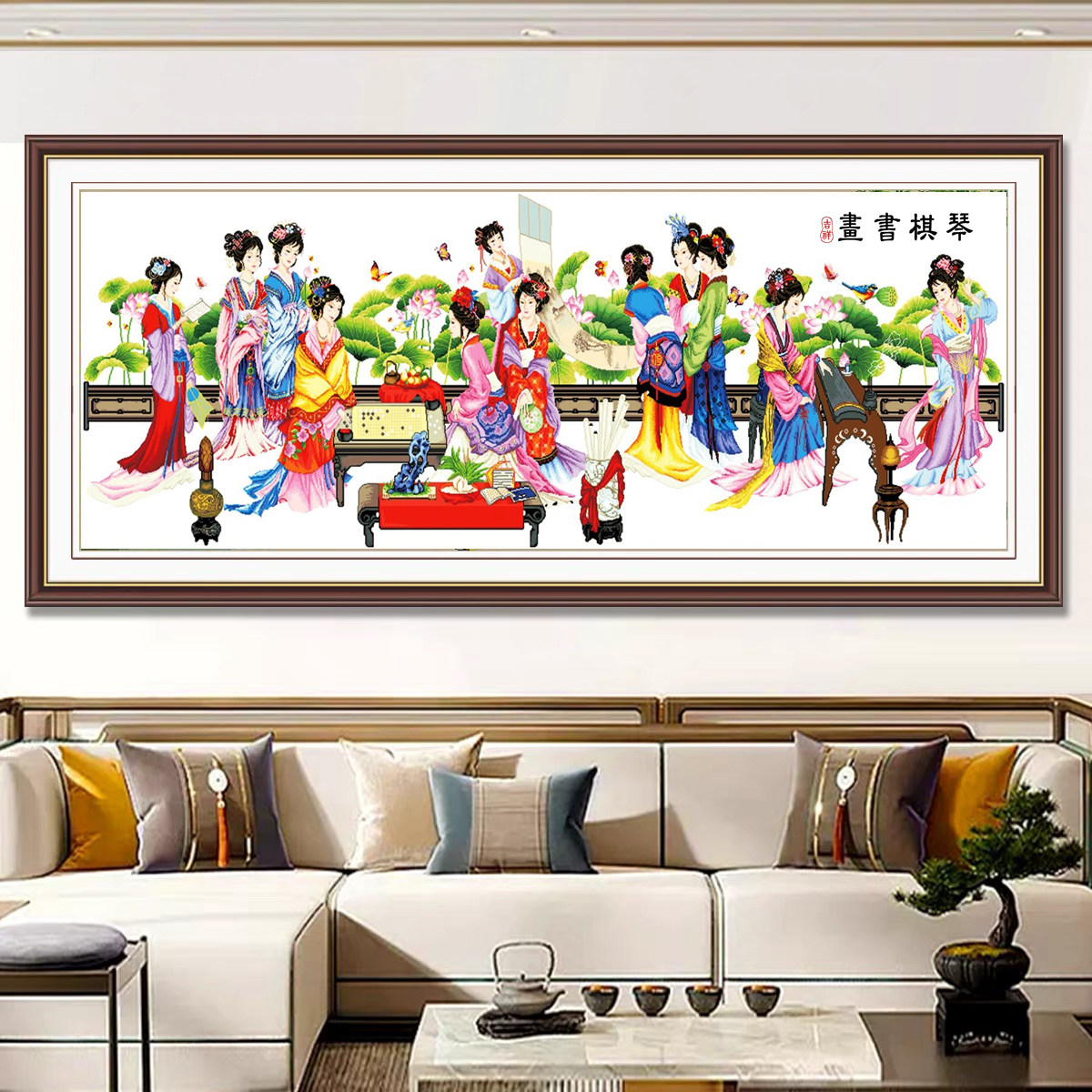 十二金钗钻石画满钻新款古典人物美女手工粘钻十字绣客厅琴棋书画
