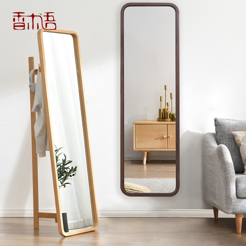 实木全身镜家用卧室穿衣镜落地试衣镜子贴墙衣帽架子带衣架ins风在类目 住宅家具, 镜子类, 穿衣镜中 - 来自Buy2taobao.com提供专业的淘宝代购服务