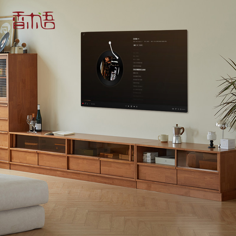 实木电视柜中古风客厅家具储物柜落地收纳柜储藏多功能矮柜置物柜