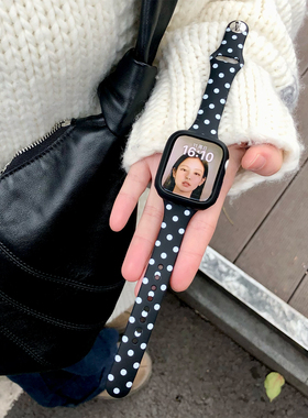 康康的原创波点韩女硅胶适用iwatch11se10苹果手表applewatch表带