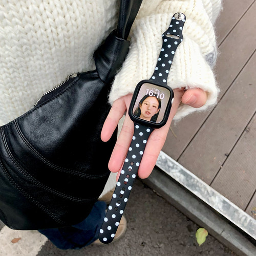 康康的原创波点韩女硅胶适用iwatch11se10苹果手表applewatch表带