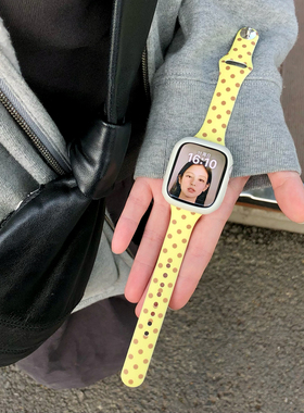 康康的原创黄油可露丽波点硅胶适用iwatch11se10苹果手表韩系表带