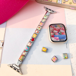 康康的原创红苹果KT猫卡通模块手链适用iwatch11se10苹果手表表带