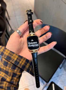 康康的土星扣applewatch手表表带真皮细款复古iwatch98se轻奢气质