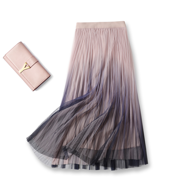 渐变色网纱裙女半身裙