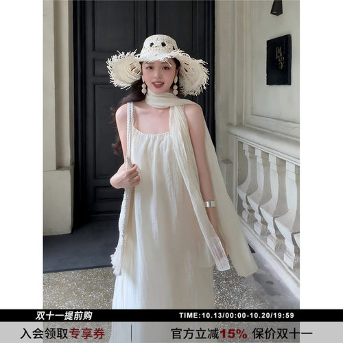 SYT自制慵懒宽松吊带连衣披肩