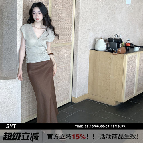 亚麻高品质高腰半身裙