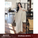 SYT自制 新款 慵懶極簡寬松套裝 吊帶連衣裙 綿羊毛大披肩女2025秋季