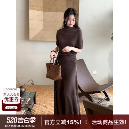【垂意】SYT自制 纯色高端休闲风桑蚕丝莱赛尔垂感压褶套装连衣裙