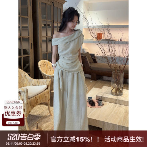 SYT自制高品质仿醋酸亚麻套装裙
